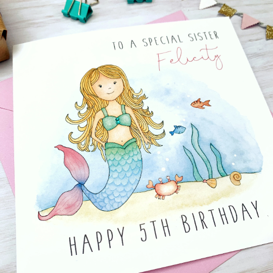 Personalised Mermaid Birthday Card